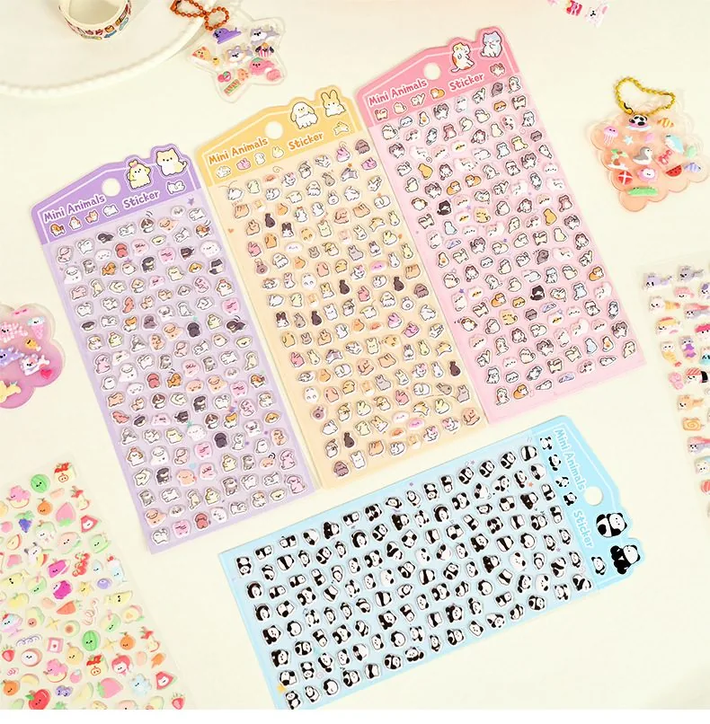 Mini Animals Sticker Cards (Cute Animal Puffy)